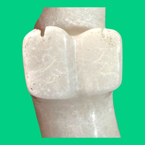 Zuni Hand Carved White Buffalo Fetish Turquoise Eyes Artisan Signed Todd Etsate - Picture 5 of 12